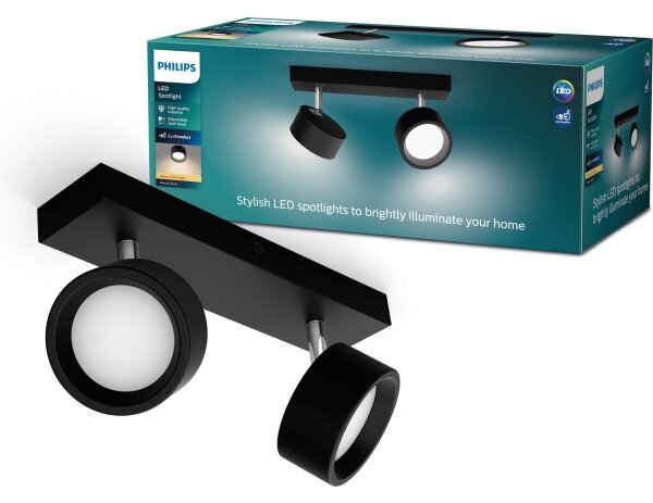 Spot LED BRACIA 2xLED/5,5W/230V negru Philips