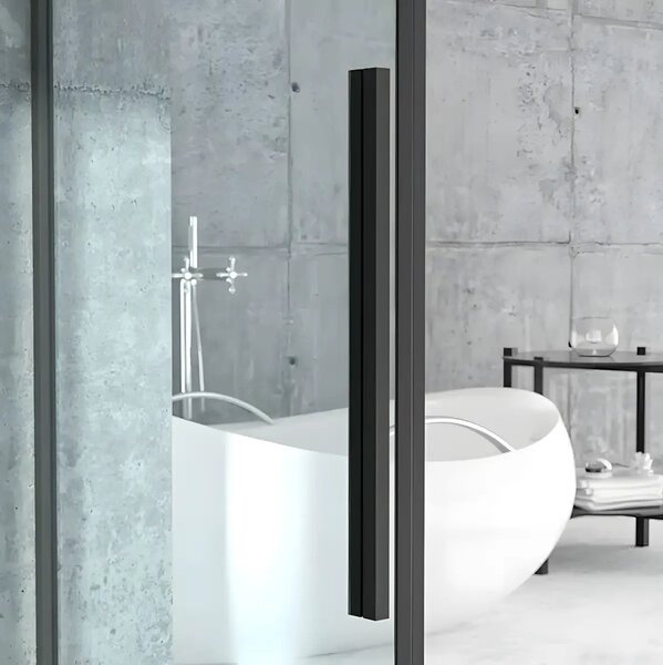 Cabina De Dus Oto 80x80cm, Sticla Securizata 6mm, Profil Aluminiu Negru, Usi Culisante