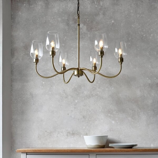 Endon 107791 - Candelabru pe lanț 6xE14/6W/230V alamă