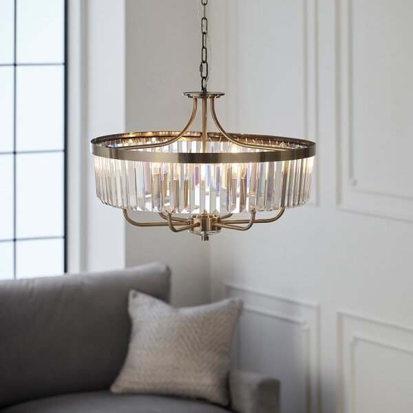 Endon 102505 - Candelabru cu lanț, 6xE14/6W/230V, diametru 55 cm, alamă
