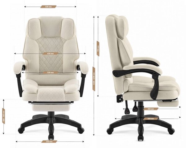 Scaun de birou ergonomic HC-1031 Ecru