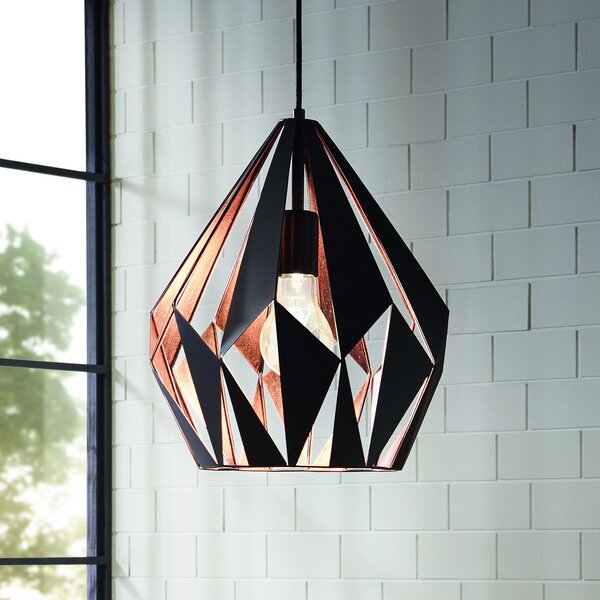 EGLO Carlton lampă suspendată negru cupru Ø 31 cm, reglabil, Negru, Camera de zi / sufragerie, Metal, Scandinavă