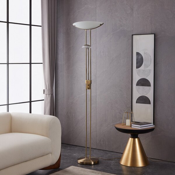 EGLO Baya lampadar argintiu, reglabil, Bronz / Alamă Veche, Camera de zi / sufragerie, Metal, Modern, Lumină de lectură