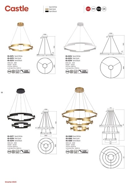Lustră LED dimabilă pe cablu CASTLE LED/60W/230V auriu Redo 01-3178