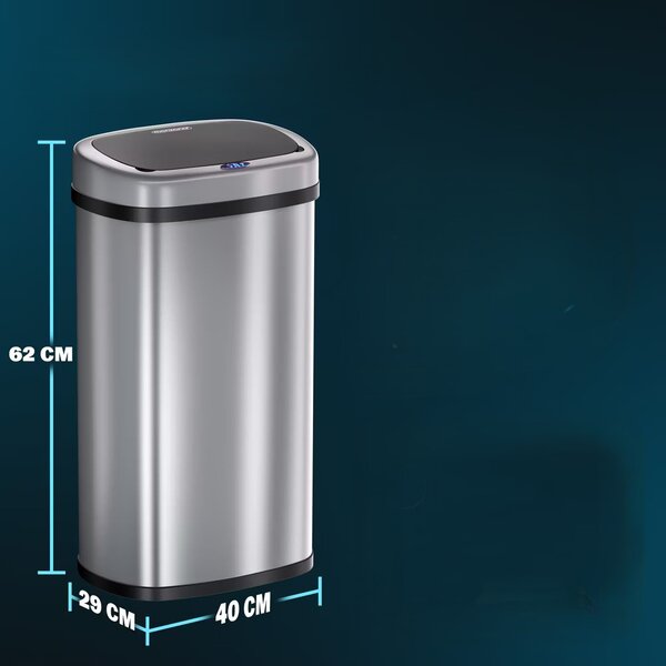 Deuba Coș de gunoi pătrat fără contact cu USB 50 L - argintiu