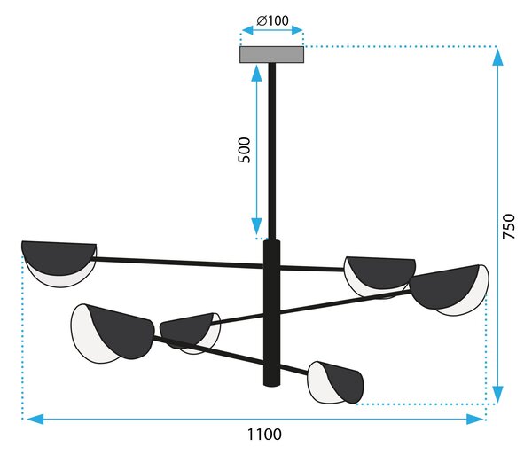 Lampă de tavan APP1261-6CP BLACK