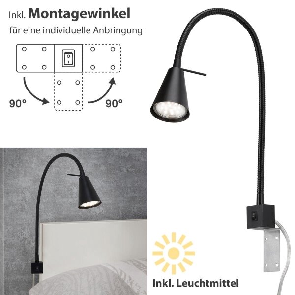 Lampă de perete LED Briloner 2080-015 COMFORT LIGHT 1xGU10/5W/230V, neagră