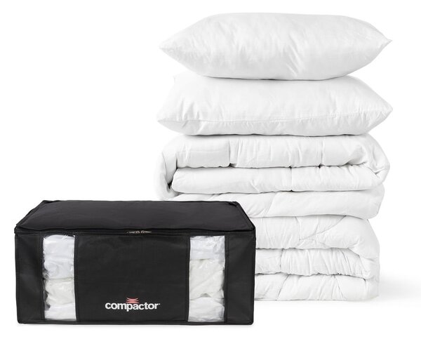 Cutii de depozitare pentru haine 2 buc. din material textil cu vacuum/cu pereți întăriți 65x45x27 cm Black Edition – Compactor