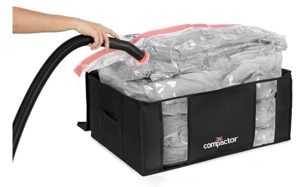 Cutii de depozitare pentru haine 2 buc. din material textil cu vacuum/cu pereți întăriți 65x45x27 cm Black Edition – Compactor