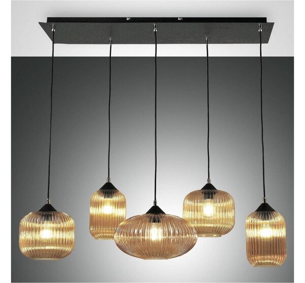Lustră pe cablu GILLIS 5xE27/40W/230V auriu/transparent Fabas Luce 3627-48-125