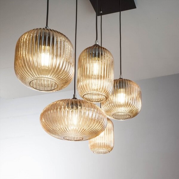 Lustră pe cablu GILLIS 5xE27/40W/230V auriu/transparent Fabas Luce 3627-48-125