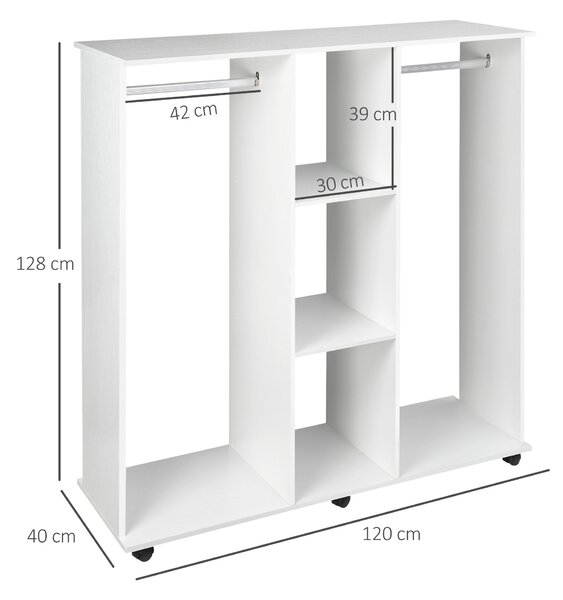 HOMCOM Dulap cu 5 Rafturi și 6 Roți, 120x40x128 cm, Negru | Aosom Romania