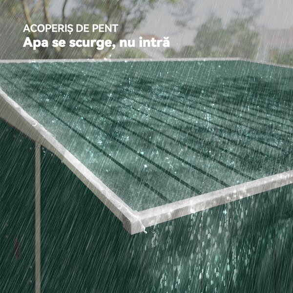 Outsunny Magazie de Gradina cu Ușa Glisantă si Orificii de Aerisire, din Oțel Galvanizat, 345x280,5x169-201cm, Verde | Aosom Romania