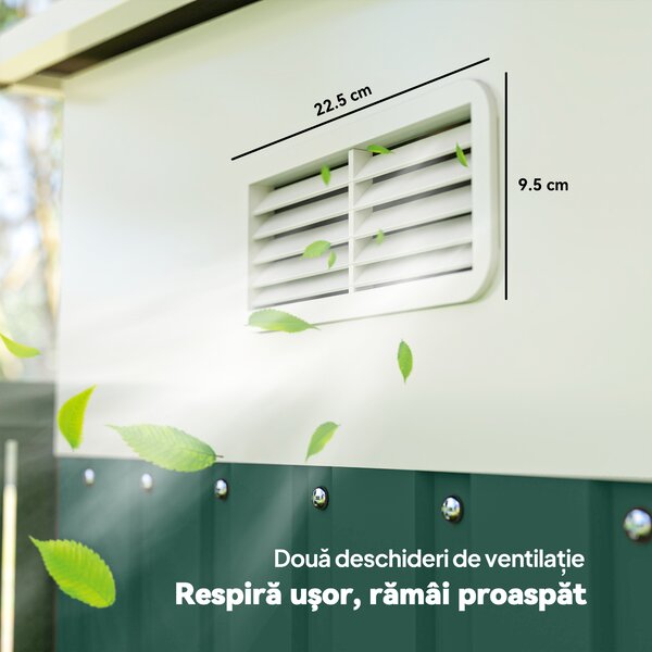 Outsunny Magazie de Gradina cu Ușa Glisantă si Orificii de Aerisire, din Oțel Galvanizat, 345x280,5x169-201cm, Verde | Aosom Romania