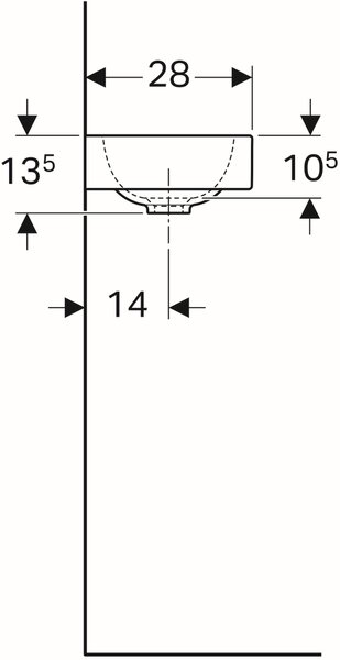 Geberit iCon lavoar 38x28 cm dreptunghiular clasică-mobilier alb luciu 124736000