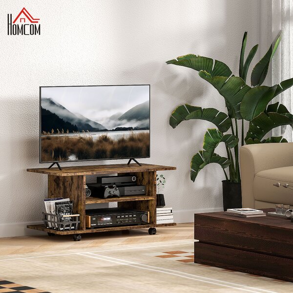 HOMCOM Comodă pentru TV cu Roți, 80×40×40 cm, Negru | Aosom Romania