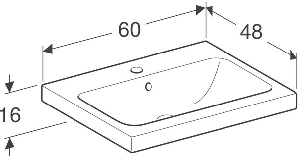 Geberit iCon lavoar 60x48 cm dreptunghiular de blat alb luciu 501.847.00.1