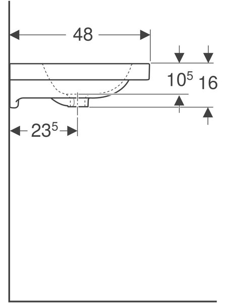 Geberit iCon lavoar 60x48 cm dreptunghiular de blat alb luciu 501.847.00.1