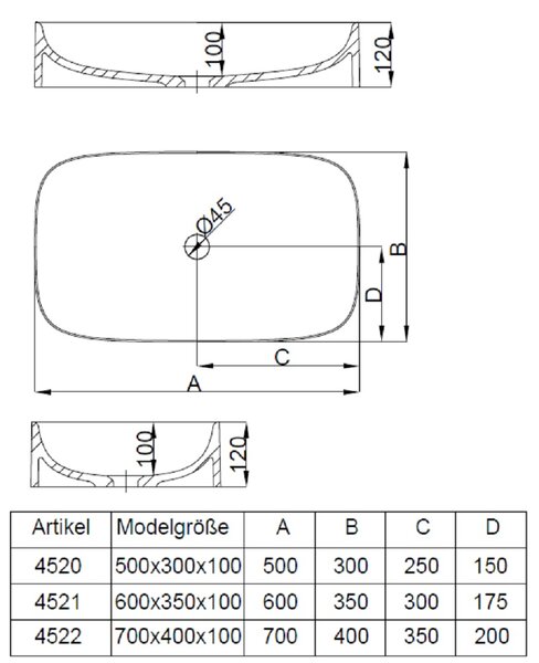 Hoesch LaSenia lavoar 70x40 cm ovale de blat alb mat 4522.013