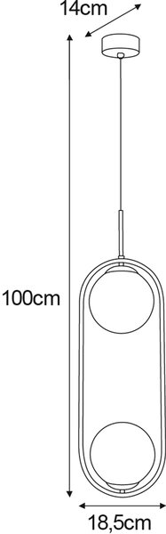 Kaja Venta lampă suspendată 2x40 W negru-chihlimbar K-5121