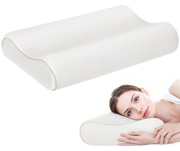 HOMCOM Pernă Memory Foam cu Husă Detașabilă 60x40x10/12 cm Crem | Aosom Romania