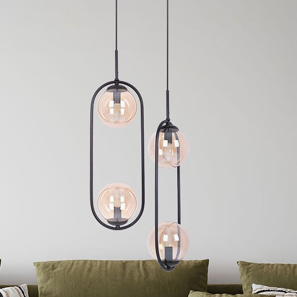 Kaja Venta lampă suspendată 2x40 W negru-chihlimbar K-5121