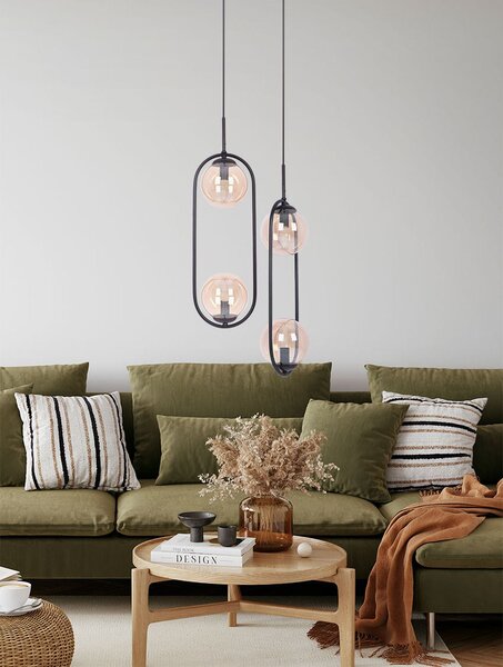 Kaja Venta lampă suspendată 2x40 W negru-chihlimbar K-5121