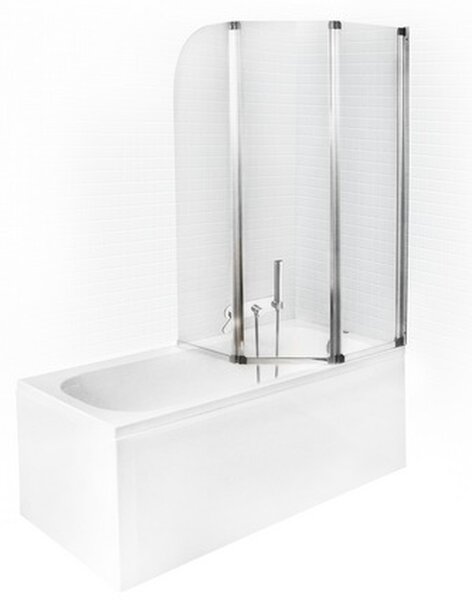 Besco Ambition paravan cadă 123.5 cm trei piese crom luciu/sticlă transparentă PA-3S