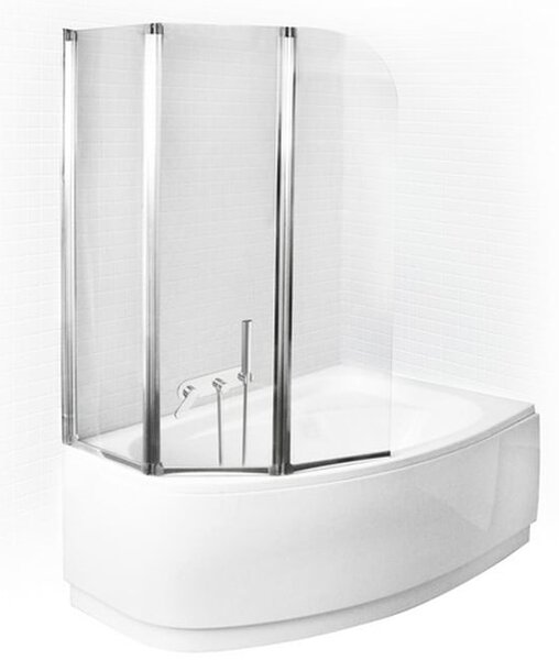 Besco Ambition paravan cadă 123.5 cm trei piese crom luciu/sticlă transparentă PA-3S