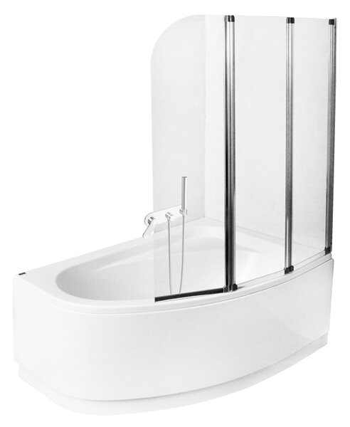 Besco Ambition paravan cadă 123.5 cm trei piese crom luciu/sticlă transparentă PA-3S