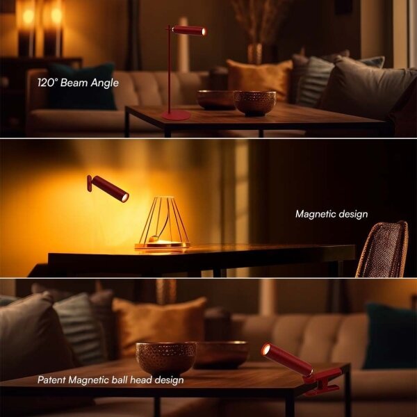 Lampă de birou LED magnetică reglabilă LED/3W/5V 4000K 1500 mAh roșie
