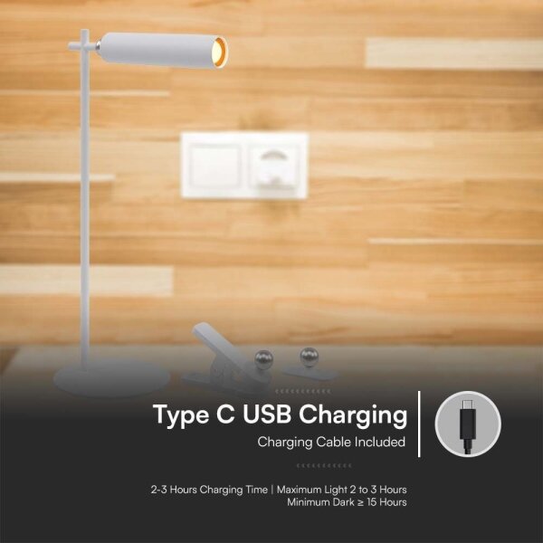 Lampă de birou LED magnetică reglabilă LED/3W/5V 4000K 1500 mAh albă
