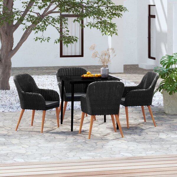 Set mobilier de grădină cu perne, 5 piese, negru