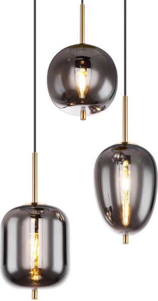 Globo Lighting Blacky I lampă suspendată 3x40 W alamă-fumuriu 15345-3MM