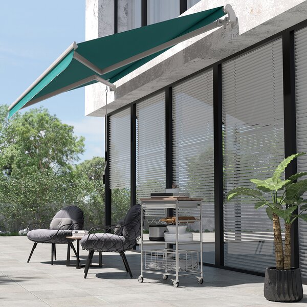 Copertina Soare Retractabila cu Manivela, Outsunny, Metal si Aluminiu, Verde, 400x250cm | Aosom Romania