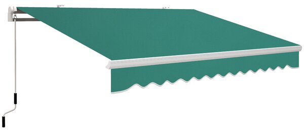 Copertina Soare Retractabila cu Manivela, Outsunny, Metal si Aluminiu, Verde, 400x250cm | Aosom Romania