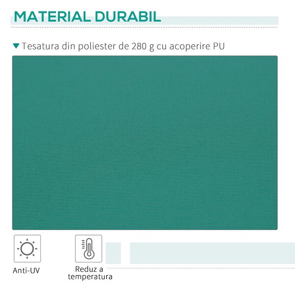 Copertina Soare Retractabila cu Manivela, Outsunny, Metal si Aluminiu, Verde, 400x250cm | Aosom Romania