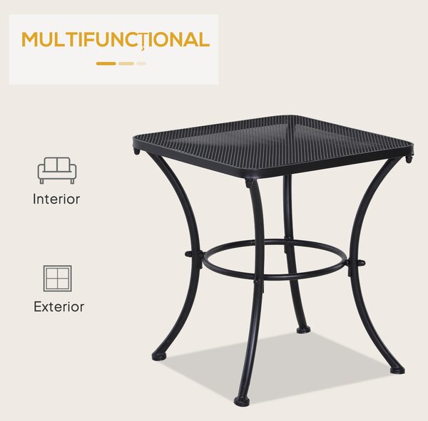 Outsunny Masuta pentru Gradina din Otel cu Blat Perforat, Masuta Patrata pentru Exterior 45x45x50 cm, Negru | AOSOM RO