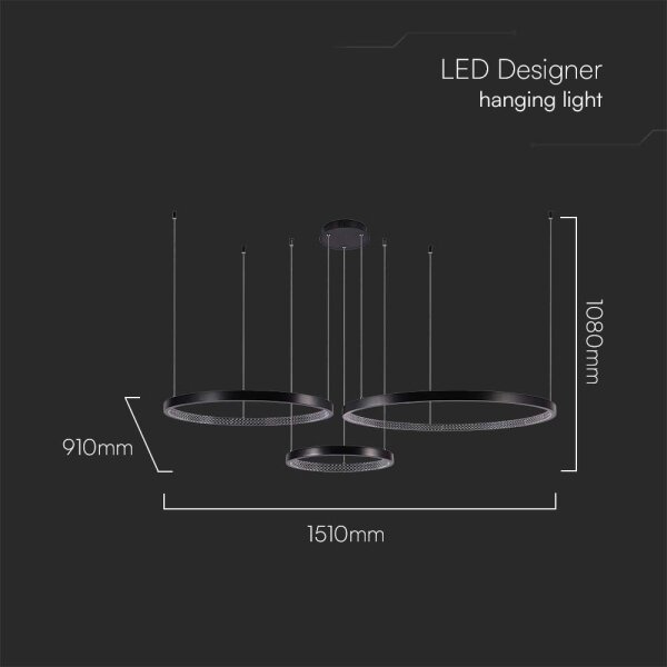 Lustră LED pe cablu 3xLED/19W/230V 3000K negru