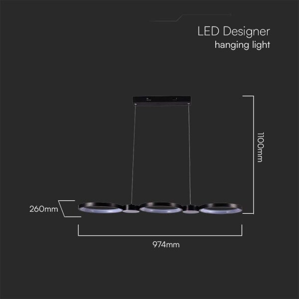 Lustră LED pe cablu LED/38W/230V 3000K negru