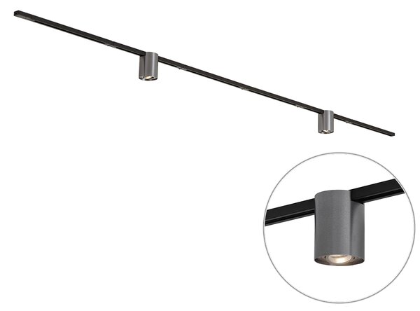 Sistem de șină modern negru cu 2 spoturi gunmetal monofazate - Iconic Rondoo Up