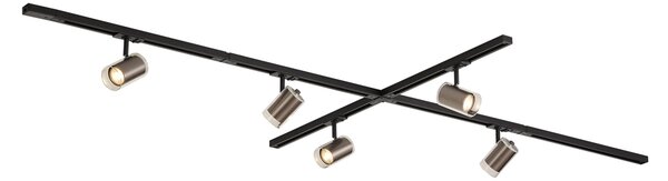 Sistem de șină monofazat modern negru cu 5 spoturi Gunmetal - Iconic Lloyd