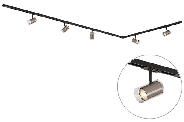 Sistem de șină monofazat modern negru cu 5 spoturi Gunmetal - Iconic Lloyd