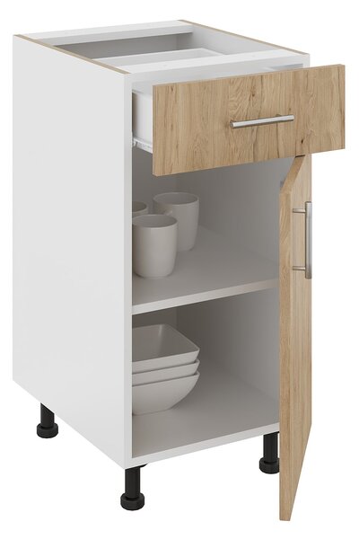 Corp haaus Karo, 1 Sertar, 1 Usa, Lemn Natural/Alb, 40 x 50 x 80 cm