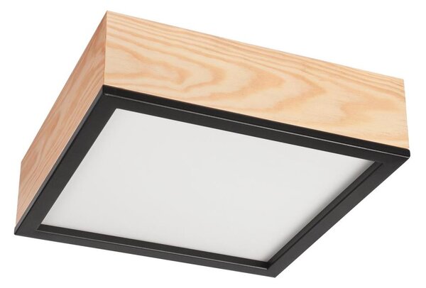 Plafonieră NATURAL SQUARE 2xE27/15W/230V 31x31 cm pin/negru