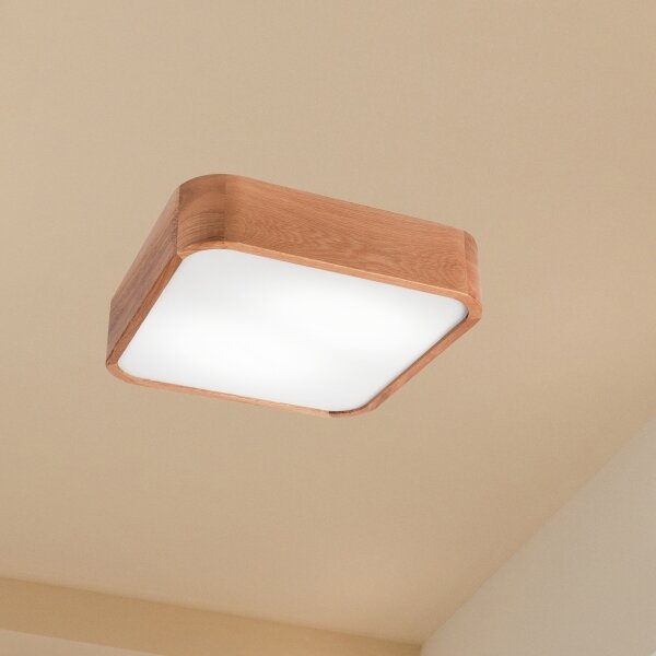 Plafonieră OAK SQUARE 2xE27/15W/230V 35x35 cm stejar