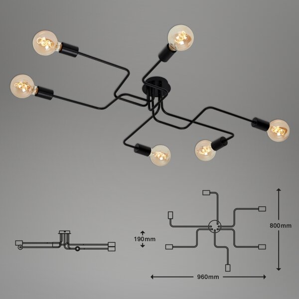 Lustră aplicată Briloner 2887-065 FARETTO 6xE27/60W/230V