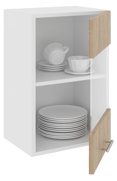 Corp haaus Karo, O Usa, cu sticla, Lemn Natural/Alb, 40 x 30 x 60 cm