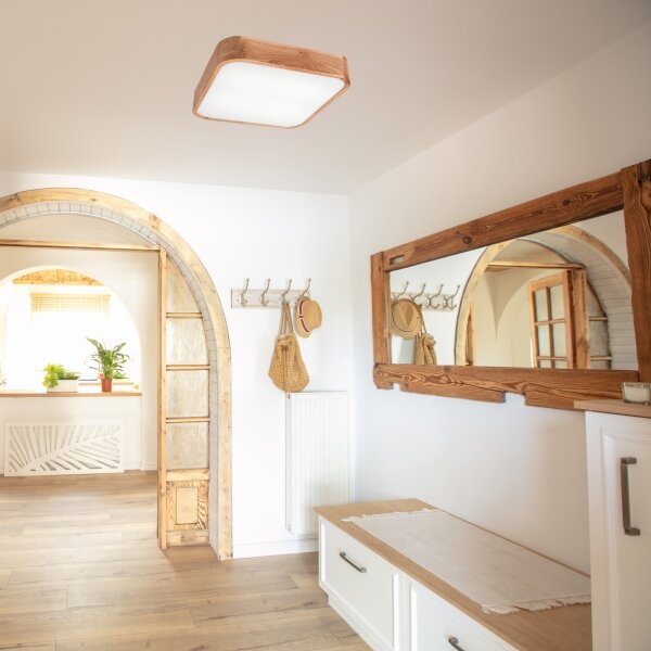 Plafonieră OAK SQUARE 4xE27/15W/230V 45x45 cm stejar