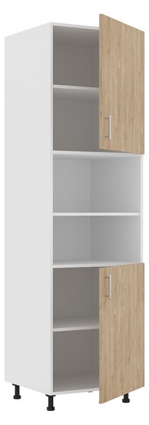 Corp haaus Karo, 2 Usi, cu spatiu cuptor, Lemn Natural/Alb, 60 x 57 x 210 cm